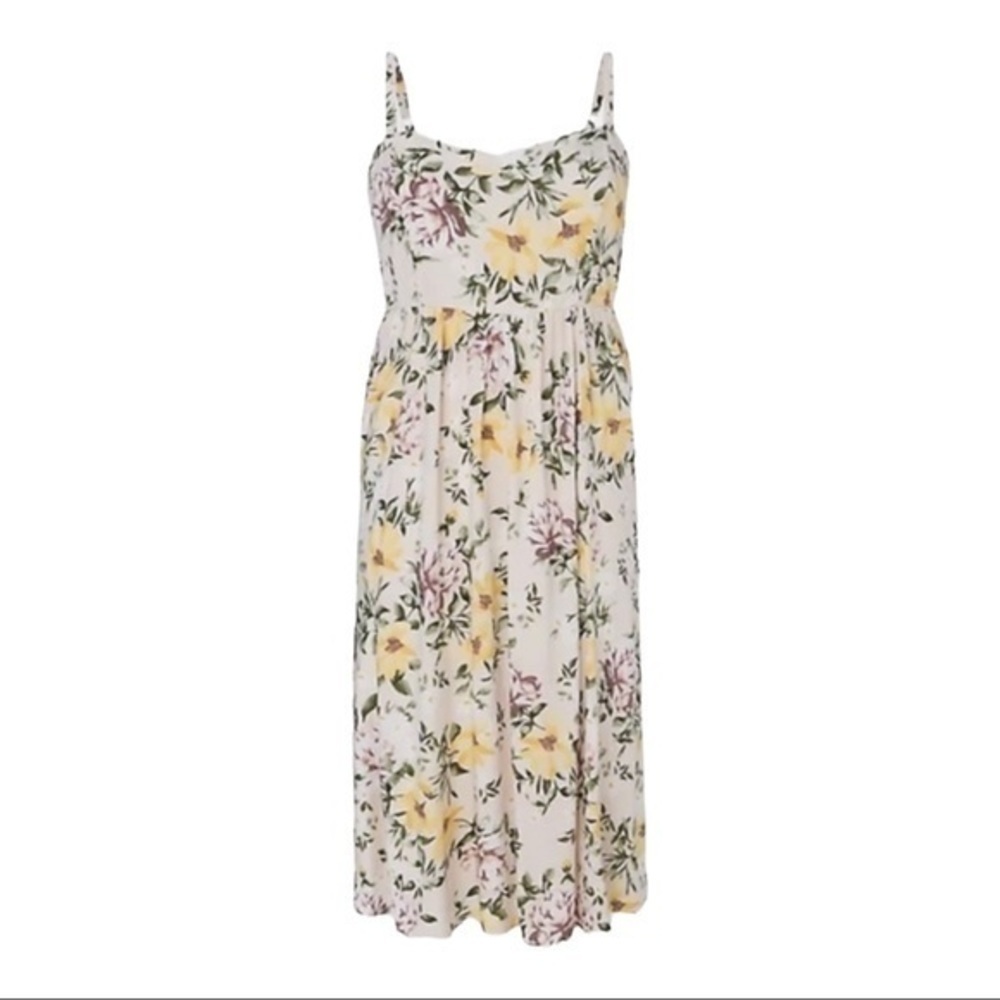 TORRID IVORY FLORAL CHALLIS MIDI DRESS